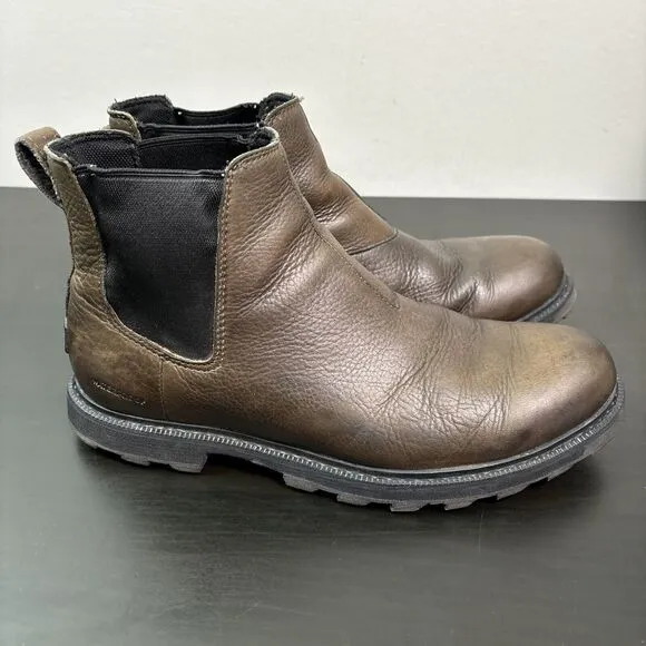 Sorel Hi Line Chelsea Boots Men's 9 Black Leather Pull On Waterproof Ankle