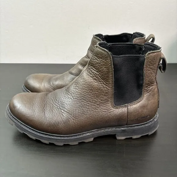 Sorel Hi Line Chelsea Boots Men's 9 Black Leather Pull On Waterproof Ankle