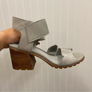 Sorel Nadia Block Heeled Sandals in Dove Sz 12