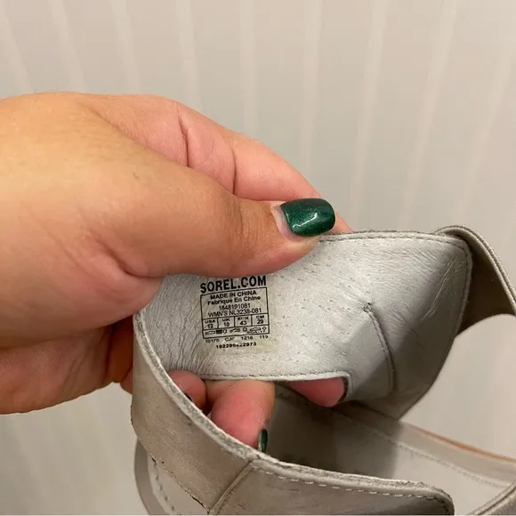Sorel Nadia Block Heeled Sandals in Dove Sz 12