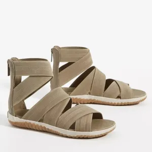 Sorel Out N' About Stretchy Ankle Height Strappy Sandals with Back Zip Size 8