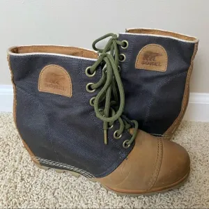 Sorel PDX Wedge Boots Lace Up Lexie Wedge Elk Camel Brown 8.5