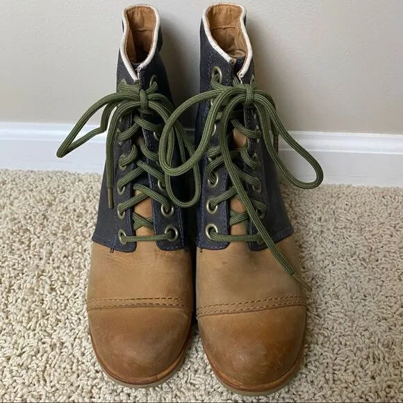 Sorel PDX Wedge Boots Lace Up Lexie Wedge Elk Camel Brown 8.5