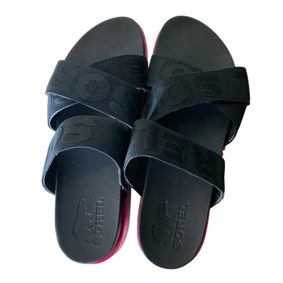 Sorel Roaming Sport Sandal Black Punch Pink Strap Sandals Size 10 NEW