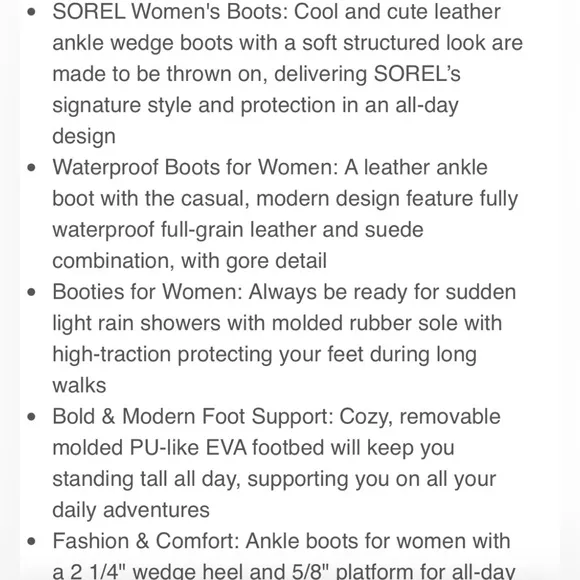 Sorel sz 9 Evie Pull-On Leather Boot - Canoe, Sea Salt Light Tan Ankle Boots