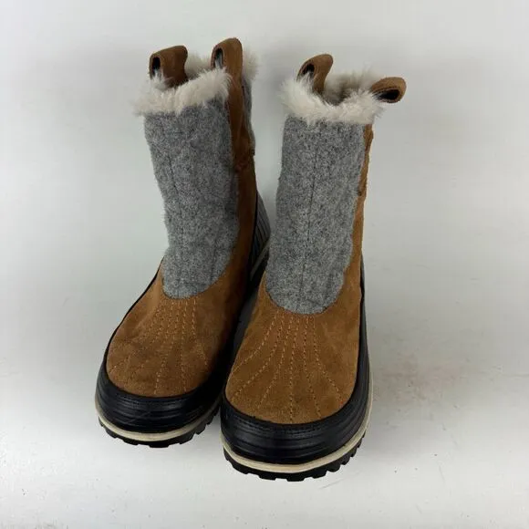Sorel Tivoli II Women's 9 Brown Fur Trim Round Toe Pull-On Snow Boots NL2400-286