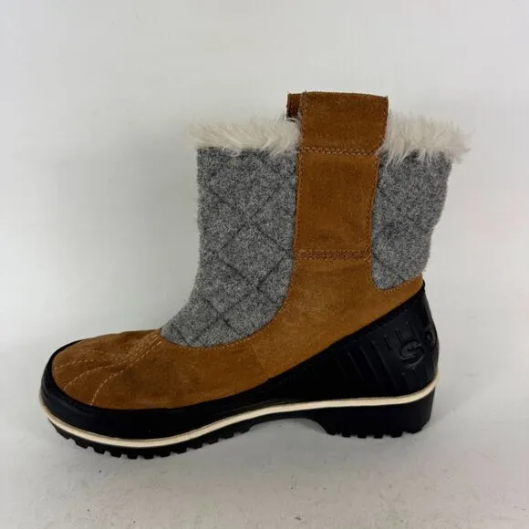 Sorel Tivoli II Women's 9 Brown Fur Trim Round Toe Pull-On Snow Boots NL2400-286