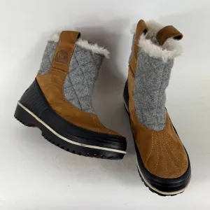 Sorel Tivoli II Women's 9 Brown Fur Trim Round Toe Pull-On Snow Boots NL2400-286