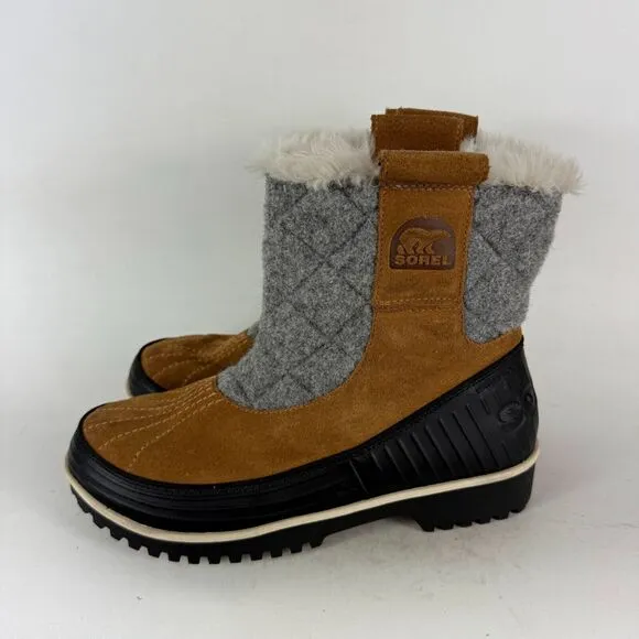 Sorel Tivoli II Women's 9 Brown Fur Trim Round Toe Pull-On Snow Boots NL2400-286