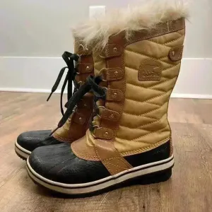 Sorel Tofino II Women's Size 5 Waterproof Boots Fur Lace Up Quilted Brown