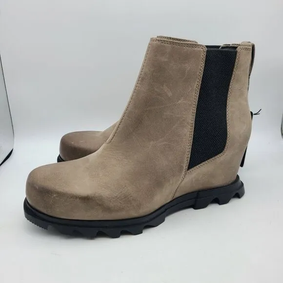 SOREL Women boots Joan Of Arctic Wedge taupe Chelsea pull on gore Sz 11 42 new