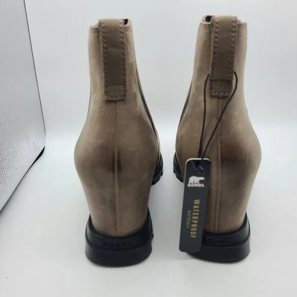 SOREL Women boots Joan Of Arctic Wedge taupe Chelsea pull on gore Sz 11 42 new