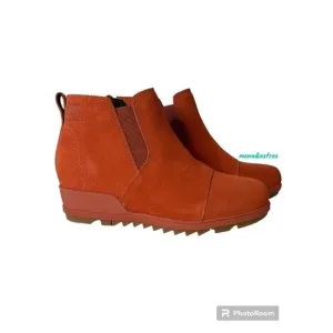 SOREL Women's Evie Pull On Waterproof Wedge Boots NEW Wrap Red/Gum