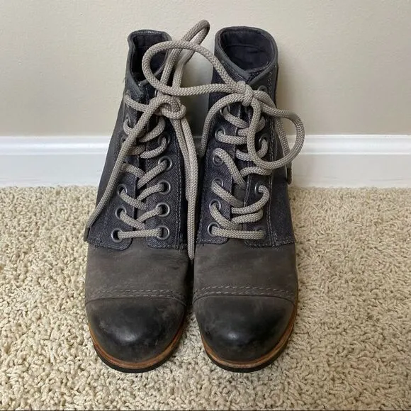 Sorel PDX Lace Up Wedge Boots Ankle Boots Lexie Wedge Grey Quarry 6