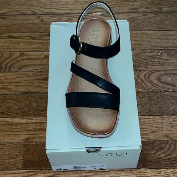Soul Naturalizer Jayvee Sandals Black Faux Leather Women’s Size 8
