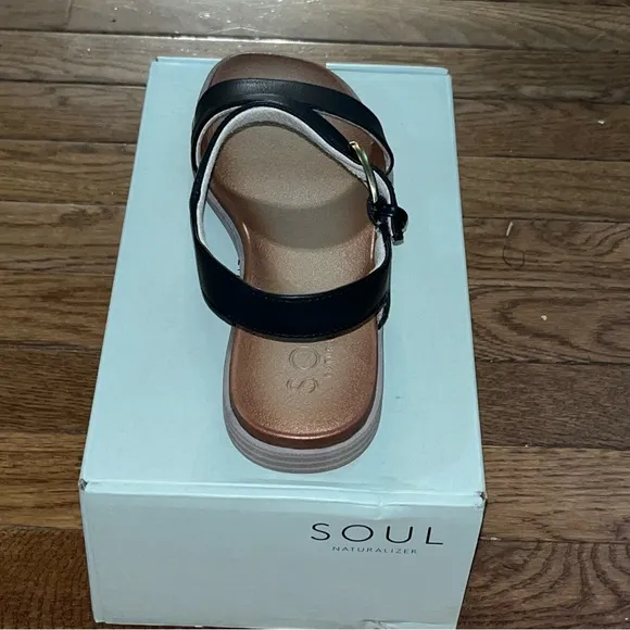 Soul Naturalizer Jayvee Sandals Black Faux Leather Women’s Size 8