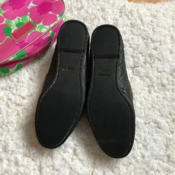 Sperry: Audrey Black/Gold Quilted  Loafers Sz 6.5