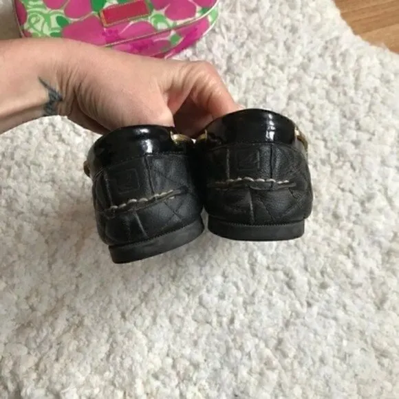 Sperry: Audrey Black/Gold Quilted  Loafers Sz 6.5