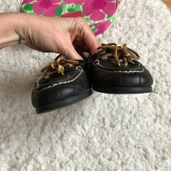 Sperry: Audrey Black/Gold Quilted  Loafers Sz 6.5