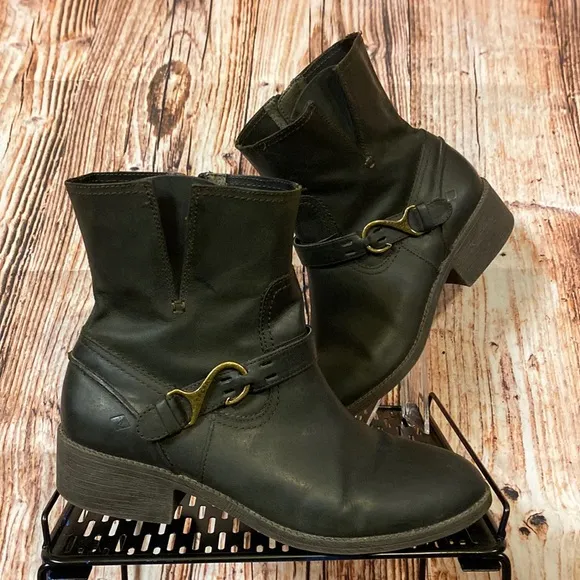 Sperry Top Sider Juniper Seine Black Leather Boots Womens Sz. 11M