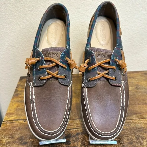 Sperry Top-Sider Plaid Boatshoe Loafers Casual Preppy Dark Academia 90s Y2K, 7.5
