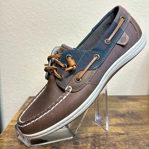Sperry Top-Sider Plaid Boatshoe Loafers Casual Preppy Dark Academia 90s Y2K, 7.5