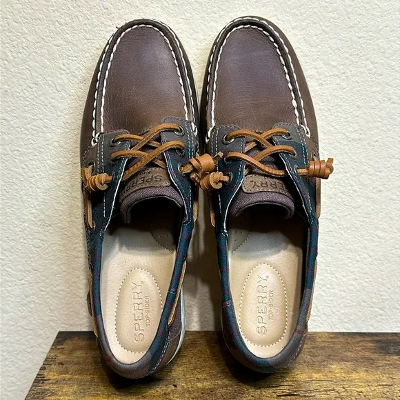 Sperry Top-Sider Plaid Boatshoe Loafers Casual Preppy Dark Academia 90s Y2K, 7.5