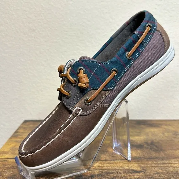 Sperry Top-Sider Plaid Boatshoe Loafers Casual Preppy Dark Academia 90s Y2K, 7.5