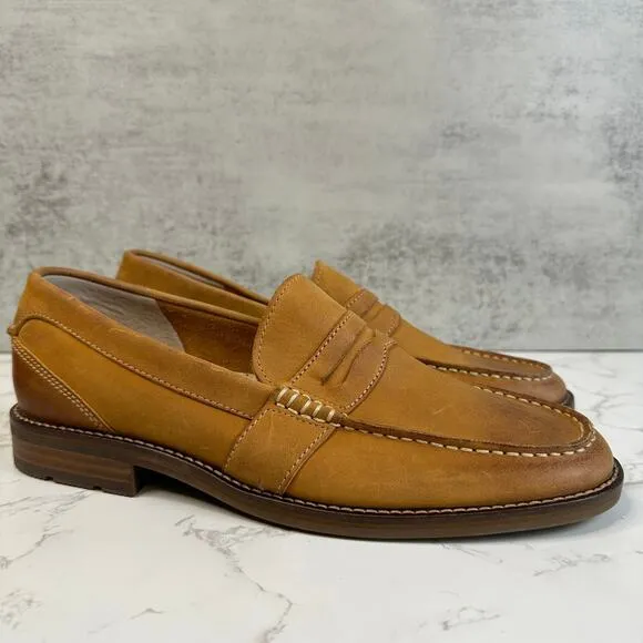 Sperry Top Sider Shoes Tan Mens 10 Leather Loafer Slip On Comfort Low Top Casual