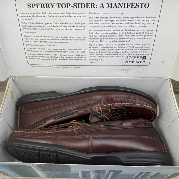 SPERRY Top Sider Tremont DBL KT Amaretto, Brown Leather size 8M Original Box