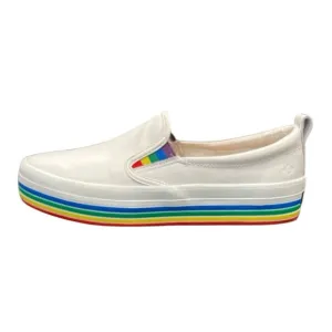 Sperry White Slip-On Sneakers with Rainbow Sole Size 7.5