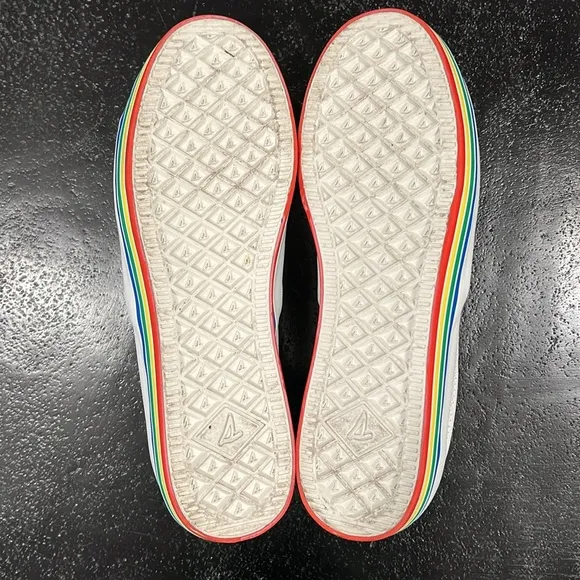 Sperry White Slip-On Sneakers with Rainbow Sole Size 7.5