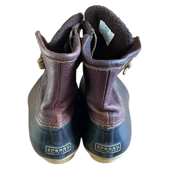Sperry Womens Duck Boots Leather Brown And Black Size 12 Duck Rain Boots