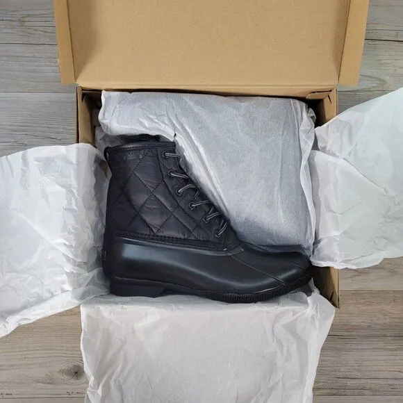 Sperry Black Saltwater Duck Boots Sz 8.5