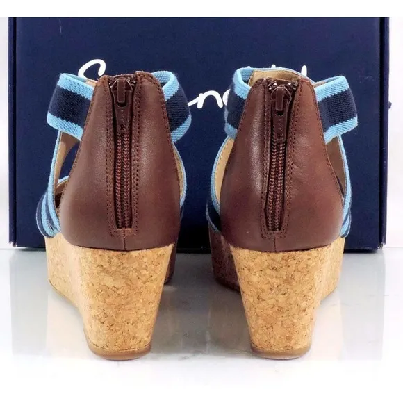 Splendid Wishful Platform Wedge Sandals Heels Chambray Blue Textile Size 10