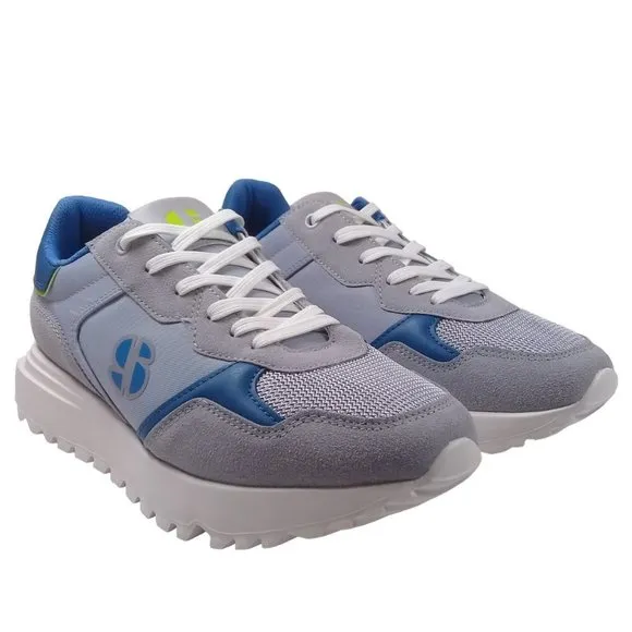 Sports Illustrated Mens NEW Mshuston-J Cushioned Sole Gray/Blue/Lime Sneakers 9