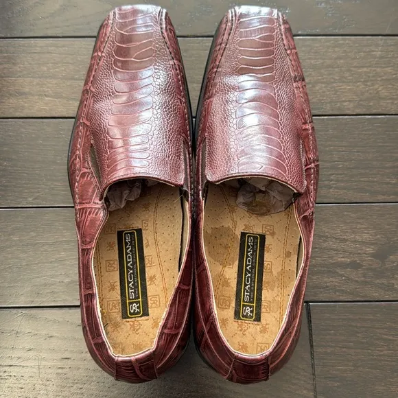 Stacy Adams Asher Men's Dress Shoes Square Toe Light Burgundy Size 10