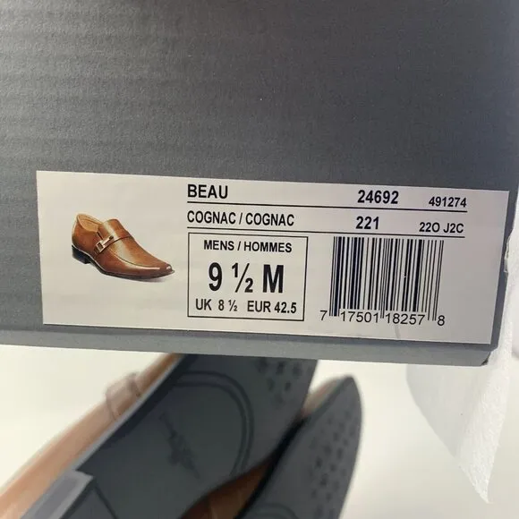 Stacy Adams Beau 24692-221 Loafers Men 9.5 M Cognac Leather Moc Toe Slip On 0663