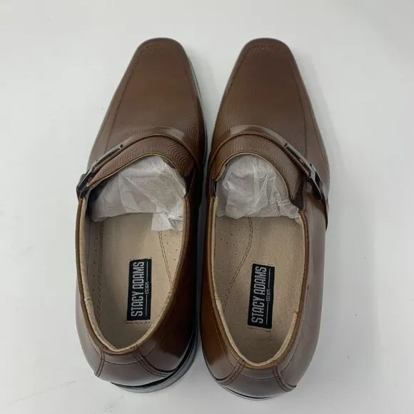 Stacy Adams Beau 24692-221 Loafers Men 9.5 M Cognac Leather Moc Toe Slip On 0663