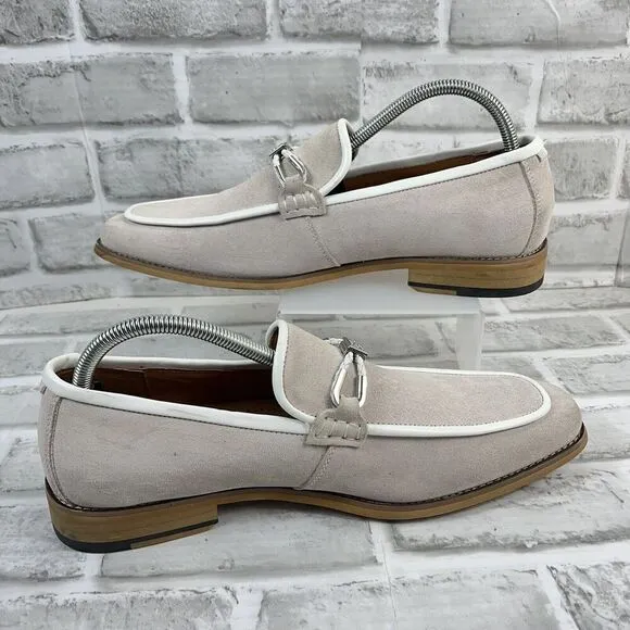 Stacy Adams Colbin Men's Size 9 Ivory Moc Toe Ornament Strap Slip On Loafers