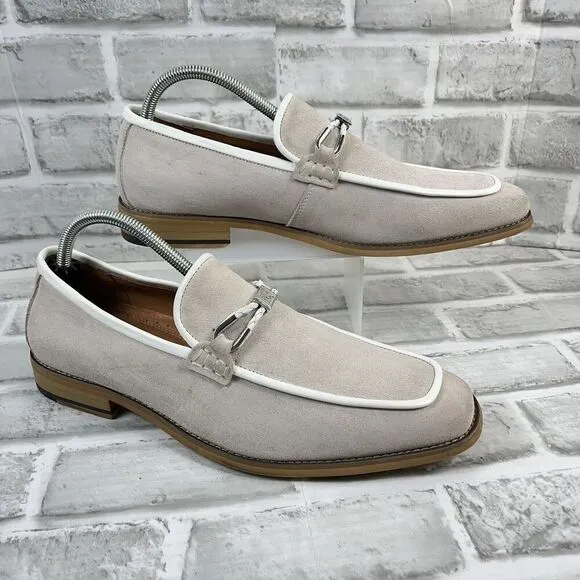 Stacy Adams Colbin Men's Size 9 Ivory Moc Toe Ornament Strap Slip On Loafers