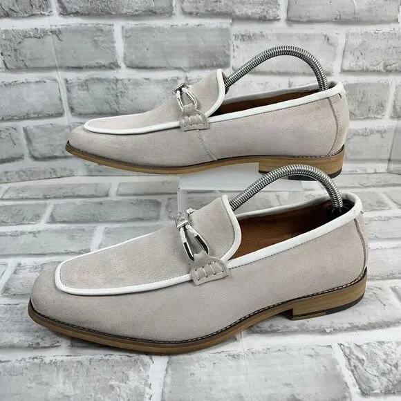 Stacy Adams Colbin Men's Size 9 Ivory Moc Toe Ornament Strap Slip On Loafers
