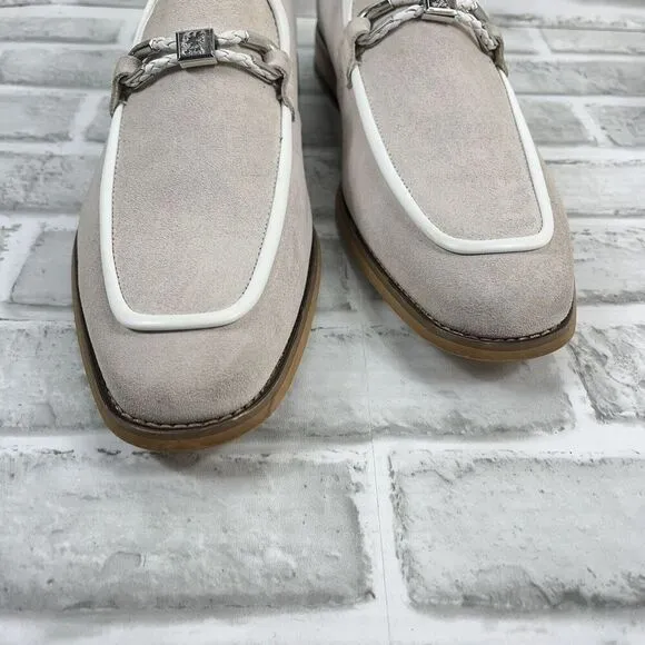 Stacy Adams Colbin Men's Size 9 Ivory Moc Toe Ornament Strap Slip On Loafers