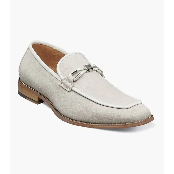 Stacy Adams Colbin Men's Size 9 Ivory Moc Toe Ornament Strap Slip On Loafers