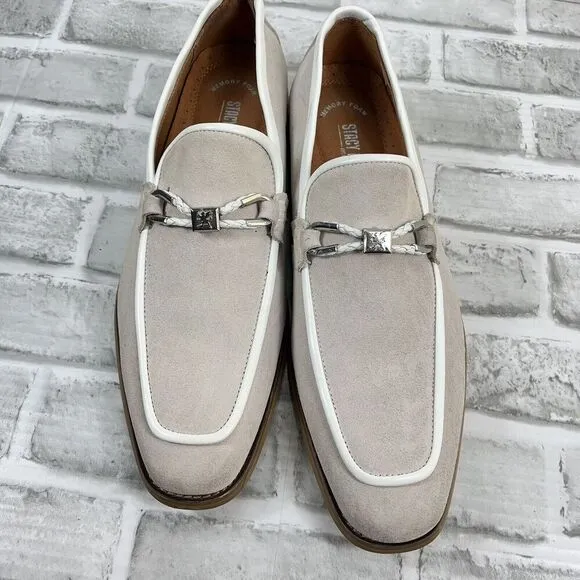 Stacy Adams Colbin Men's Size 9 Ivory Moc Toe Ornament Strap Slip On Loafers