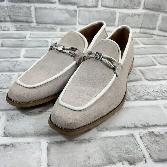Stacy Adams Colbin Men's Size 9 Ivory Moc Toe Ornament Strap Slip On Loafers