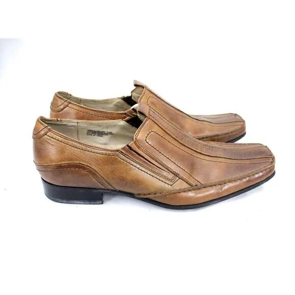 Stacy Adams men's Brown loafer Distressed Square Toe Shoe Size 7.5 EUC
