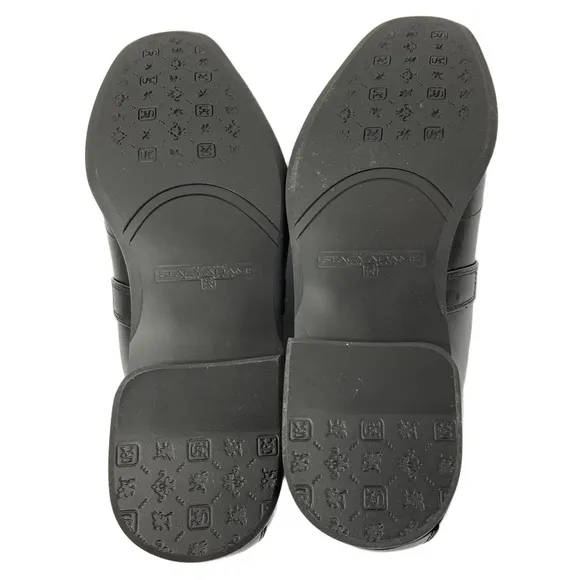 Stacy Adams Mens Size 10.5M Black Leather Beau Slip On Loafers Square Toe