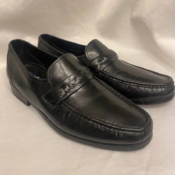 Stafford Loafers Mens 11 D Soft Black Leather Moc Toe Slip On Shoes Vero Cuoio