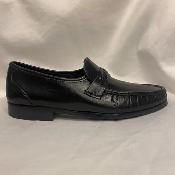 Stafford Loafers Mens 11 D Soft Black Leather Moc Toe Slip On Shoes Vero Cuoio